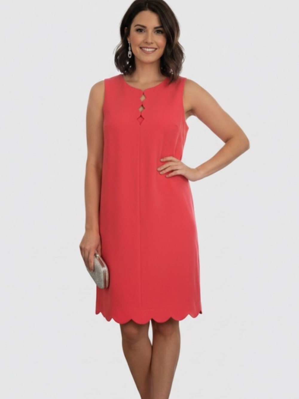 Vince Camuto Orange Scallop-Edge Dress